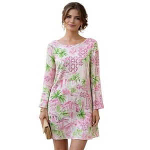 Lilly Pulitzer Low Back Long Sleeve Silk Dress Size 2